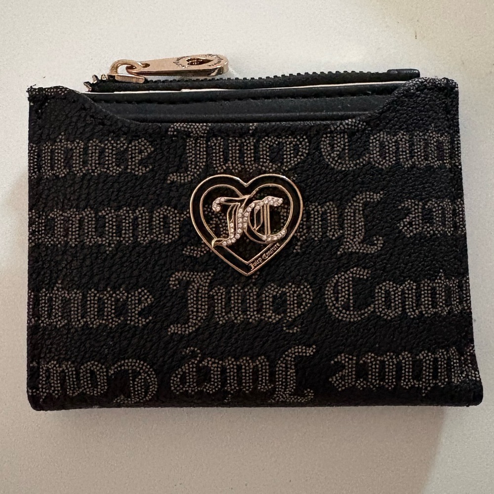 Juicy Couture Black Wallet with Gold Heart Logo
